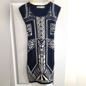 MAGAZINE Black & White Short Sleeve Bodycon Dress Size XS